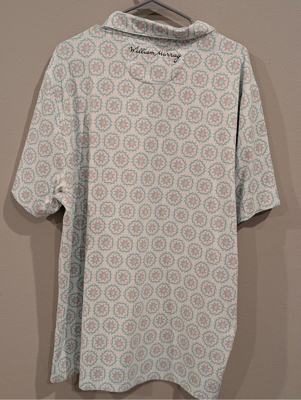 William Murray Golf Polo Men’s XL Golf Ball Floral Print Performance Shirt